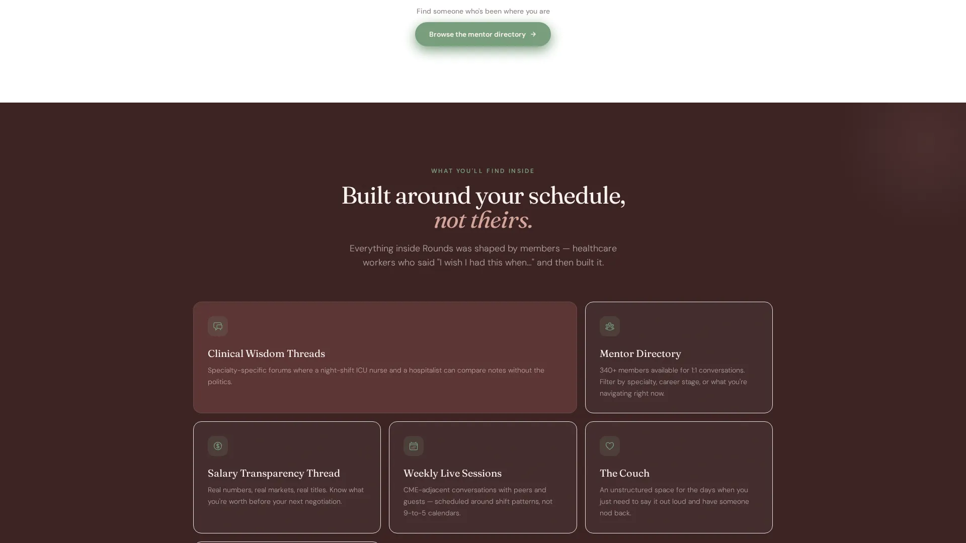 Healthcare Professionals Community Landing Page