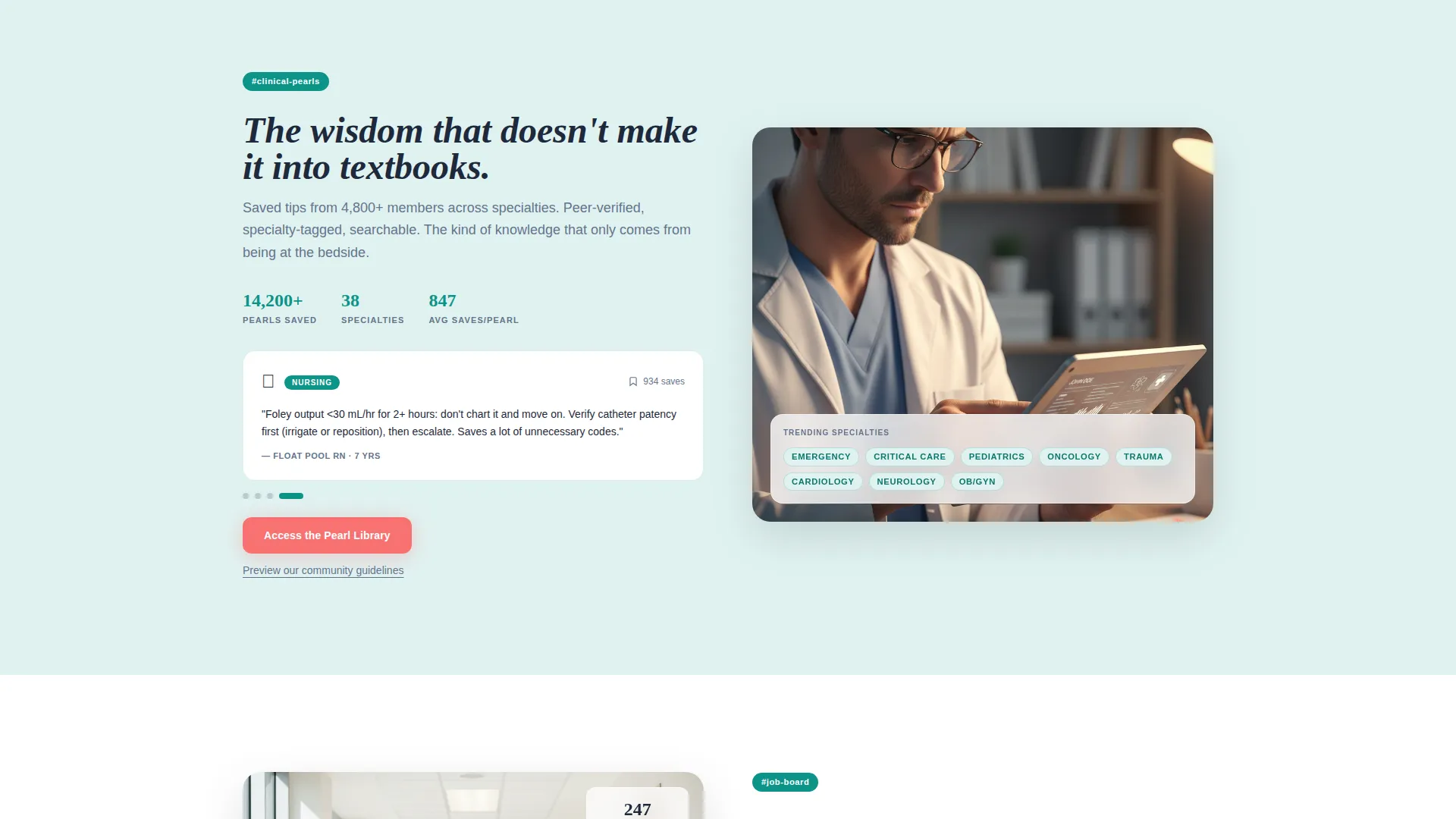 Healthcare Professionals Slack Community Landing Page