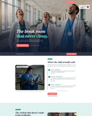 Healthcare Professionals Slack Community Landing Page