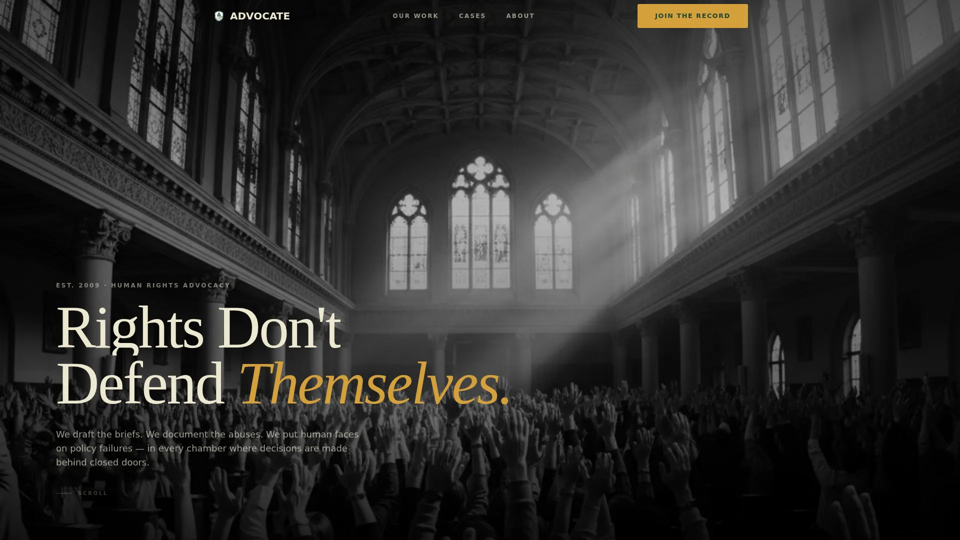 Human Rights Advocacy Organization Landing Page
