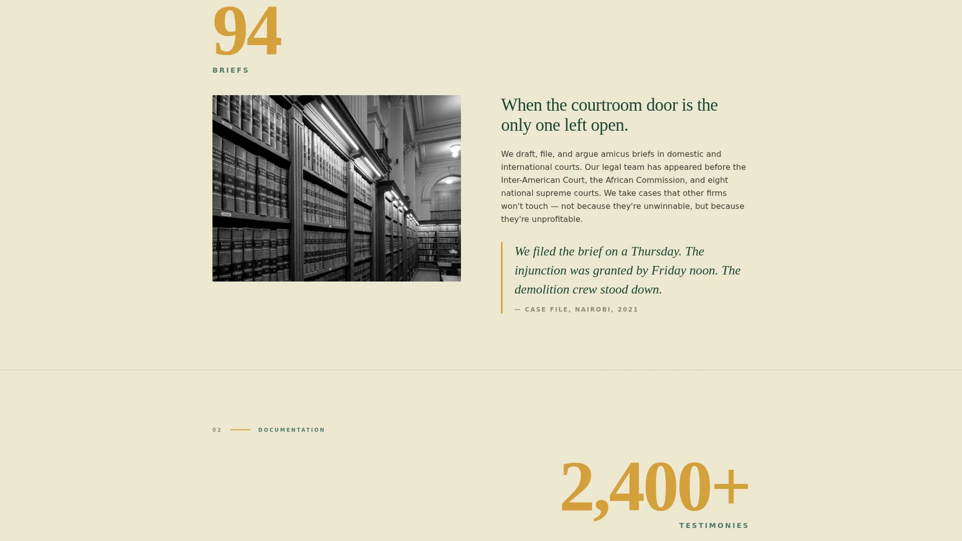 Human Rights Advocacy Organization Landing Page