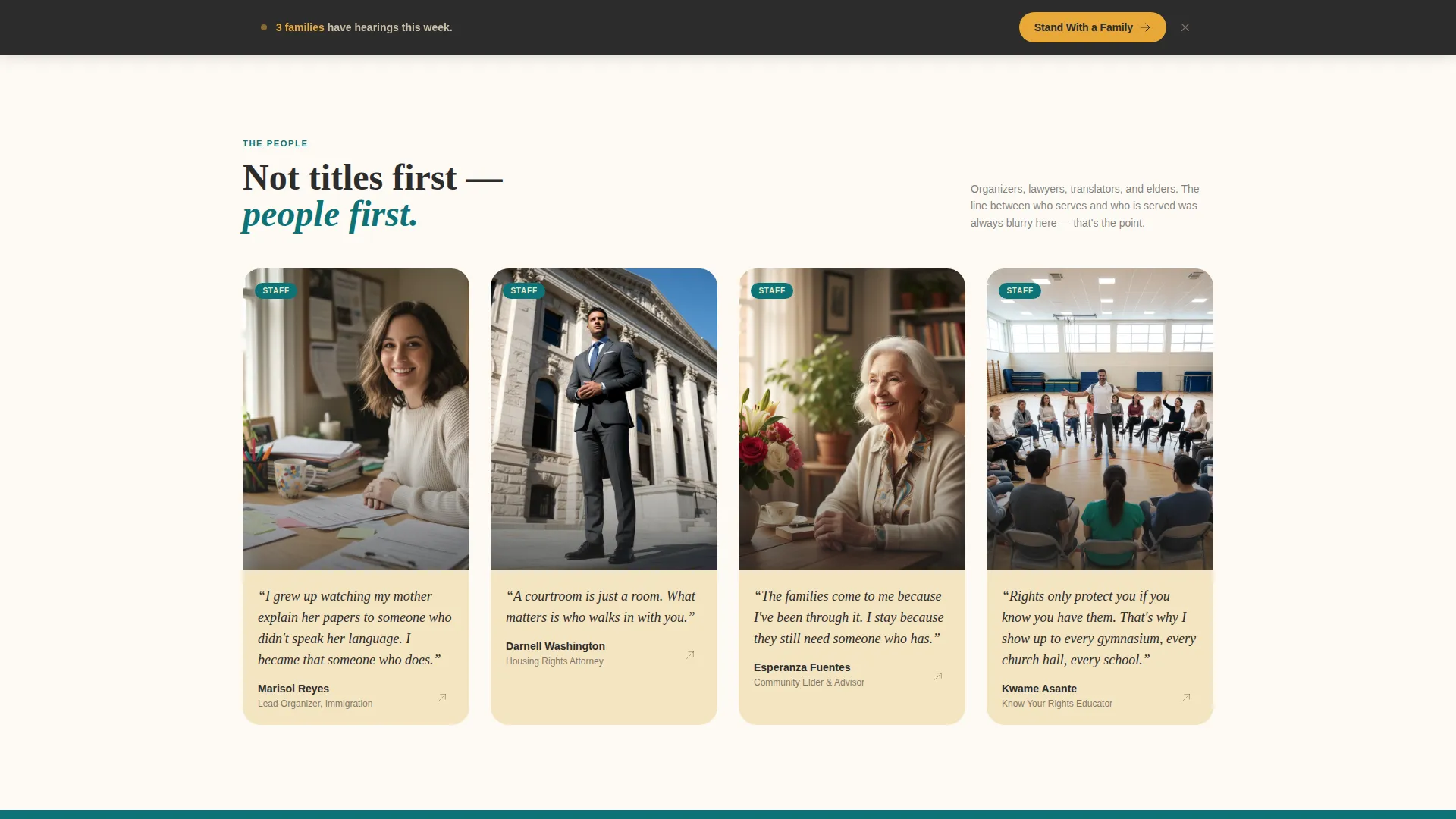 Human Rights Grassroots Organization Landing Page