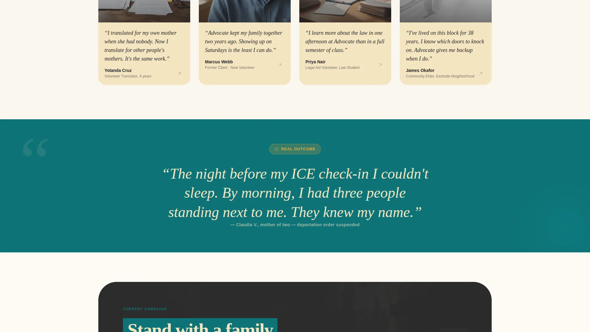 Human Rights Grassroots Organization Landing Page