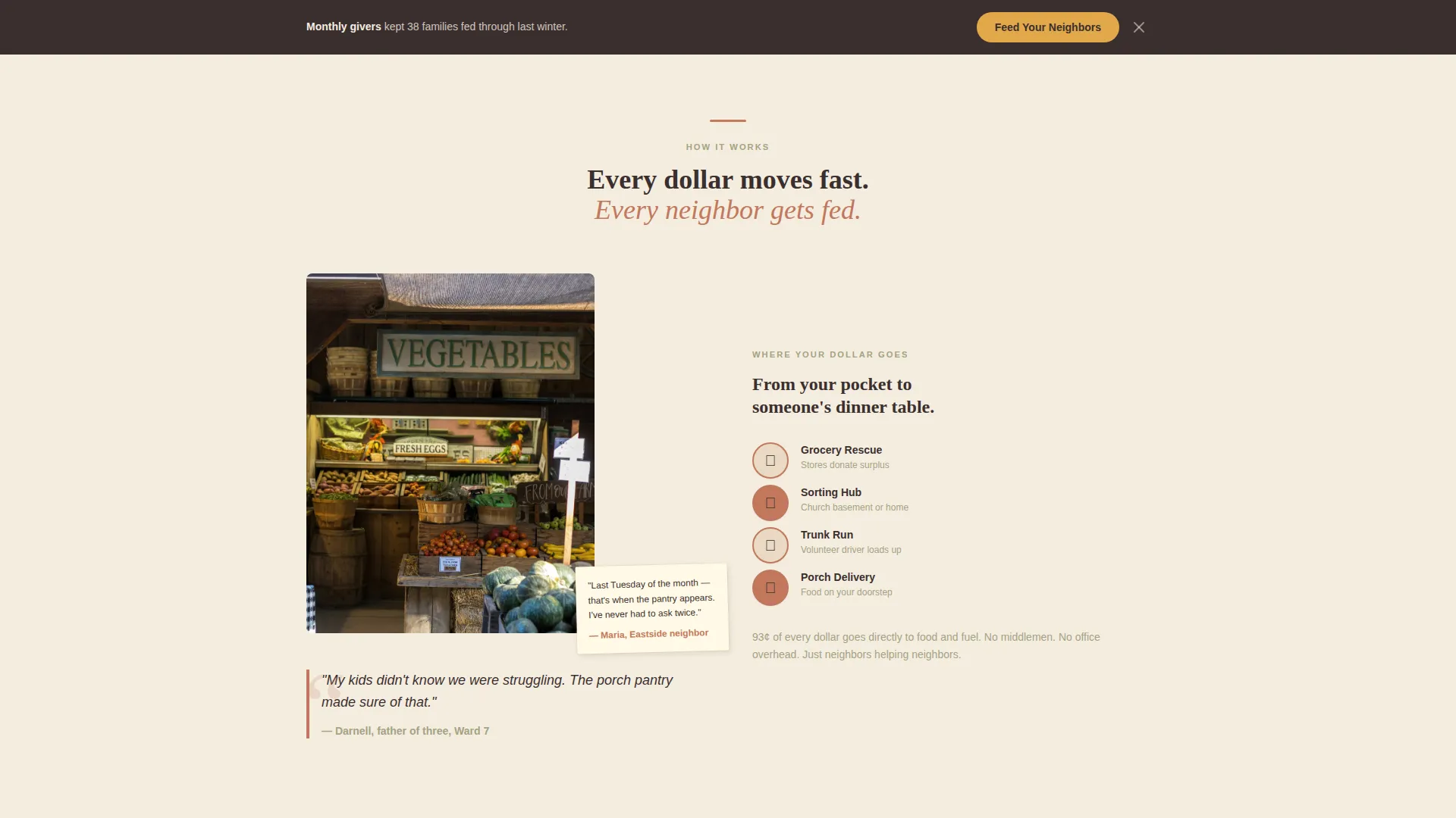 Food Security Mutual Aid Fundraising Landing Page