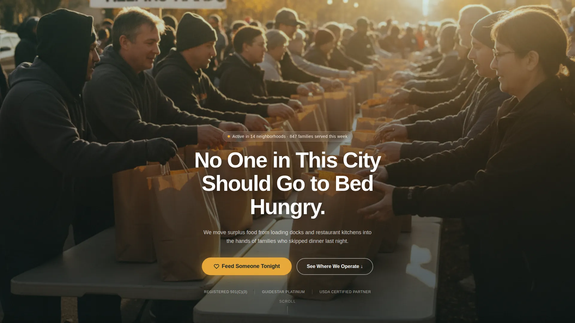 Hunger Relief Nonprofit Fundraising Landing Page