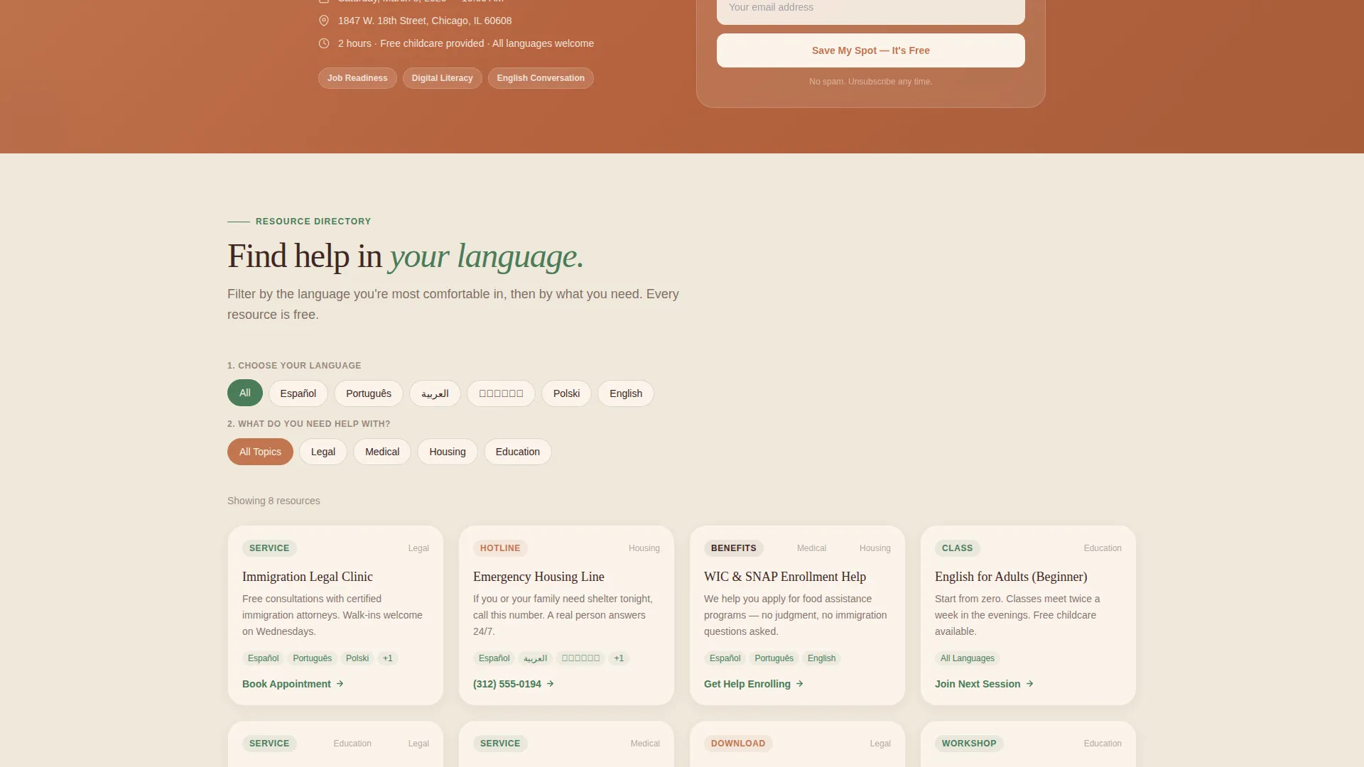 Specialist Immigrant & Refugee Support Patient Education Website Template
