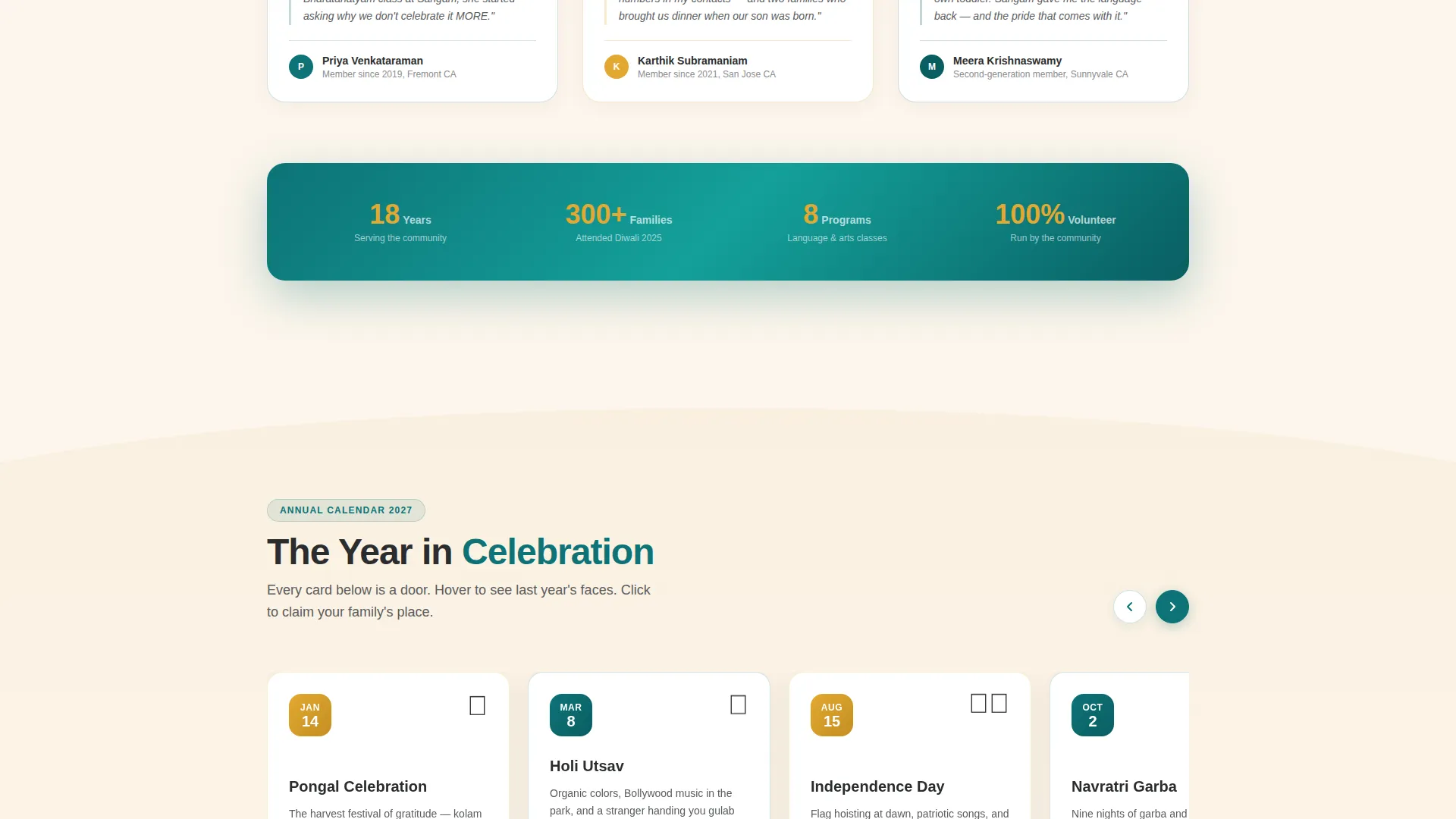 Indian Cultural Association Landing Page Template