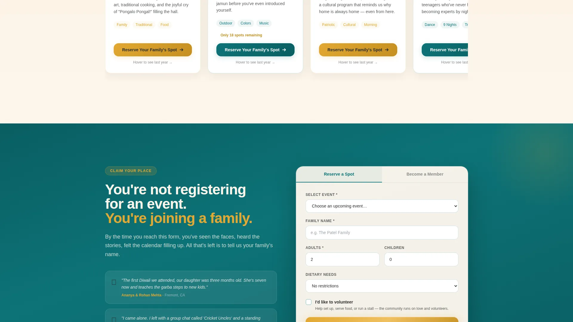 Indian Cultural Association Landing Page Template
