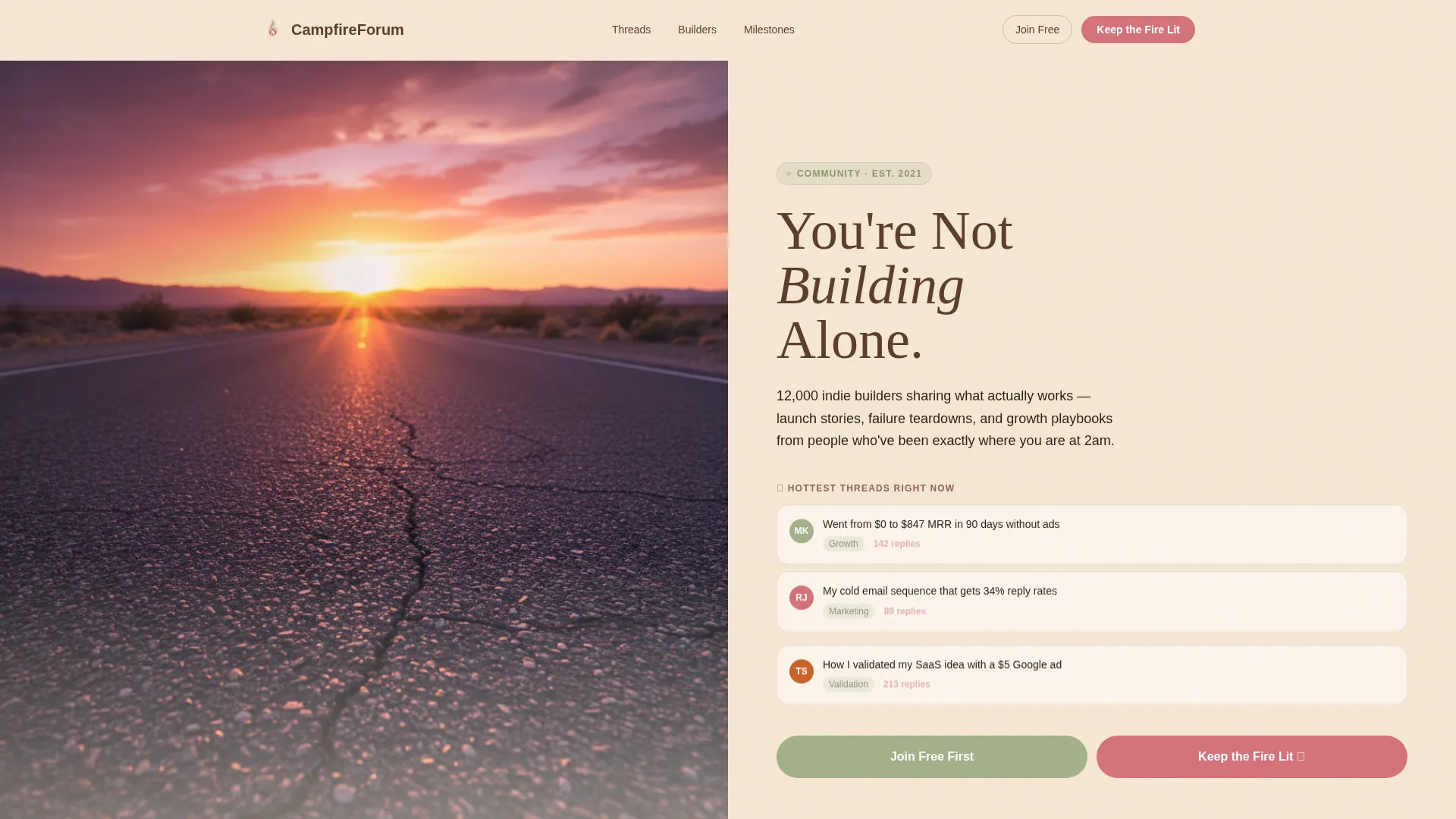 Indie Hackers Community Blog Website Template