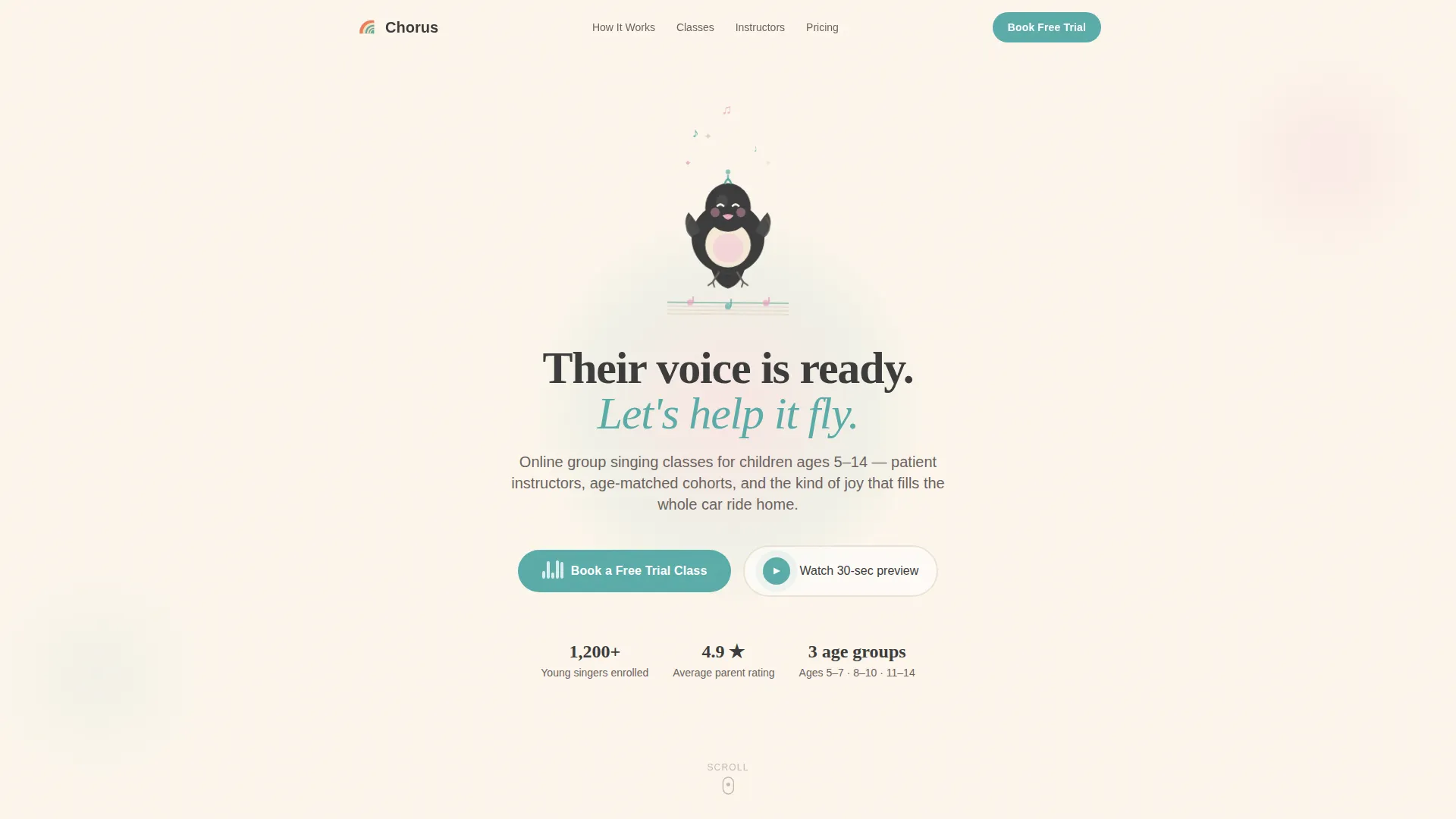 Kids Choir Online Class Landing Page Template