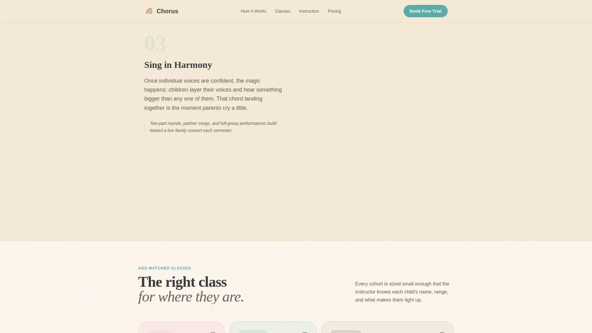 Kids Choir Online Class Landing Page Template