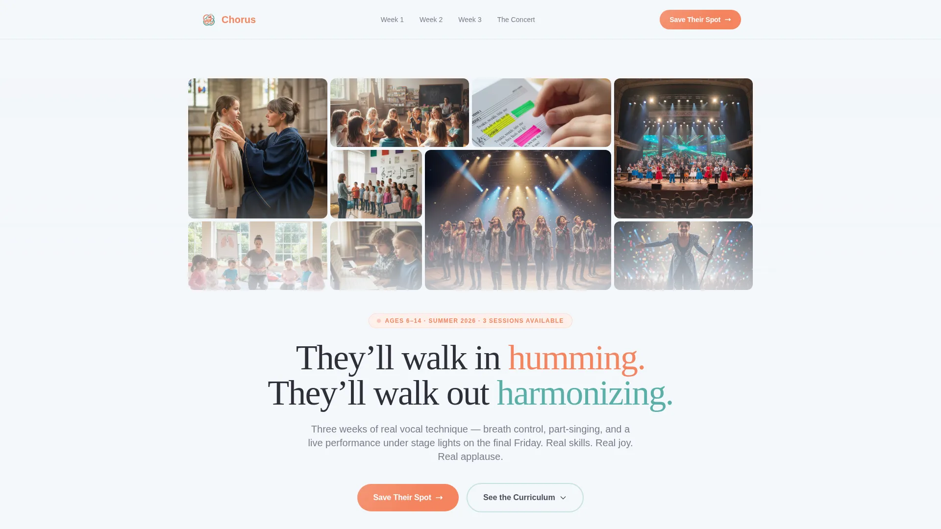 Kids Choir Summer Camp Landing Page Template