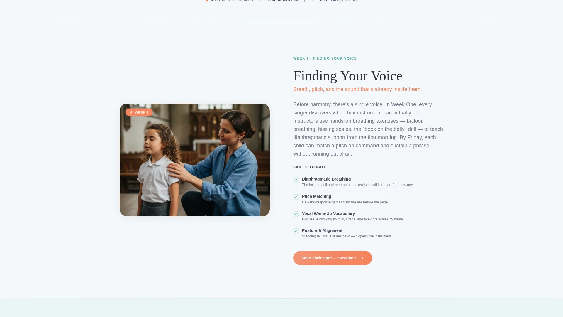Kids Choir Summer Camp Landing Page Template
