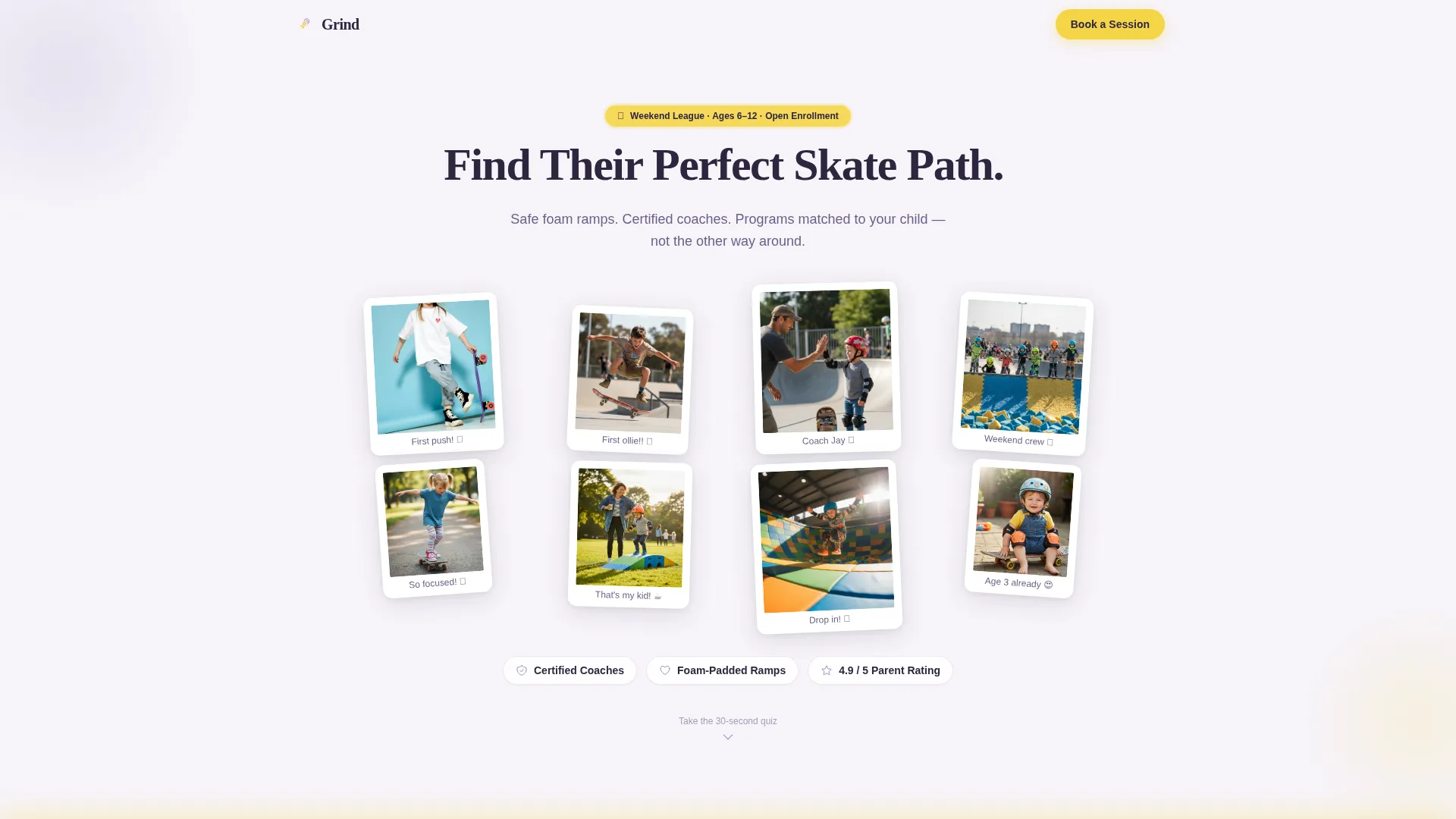 Kids Skateboarding League Landing Page Template