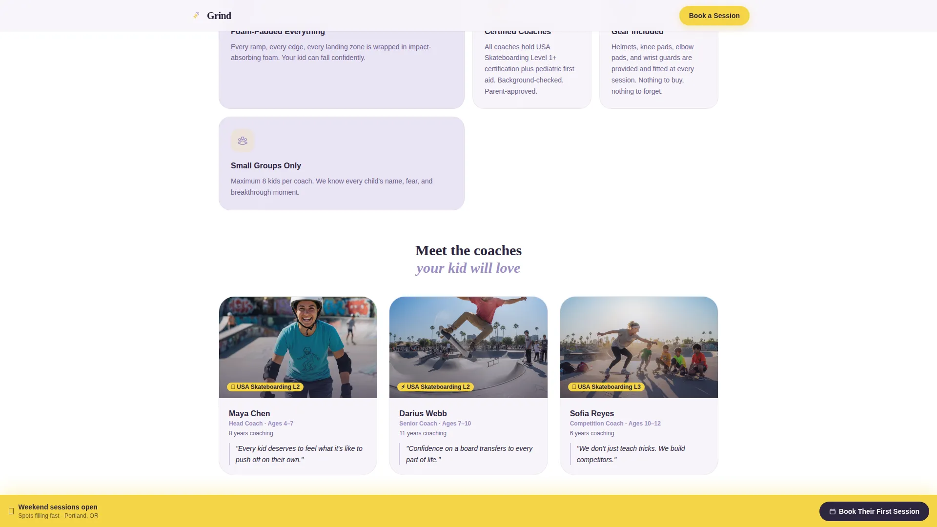 Kids Skateboarding League Landing Page Template