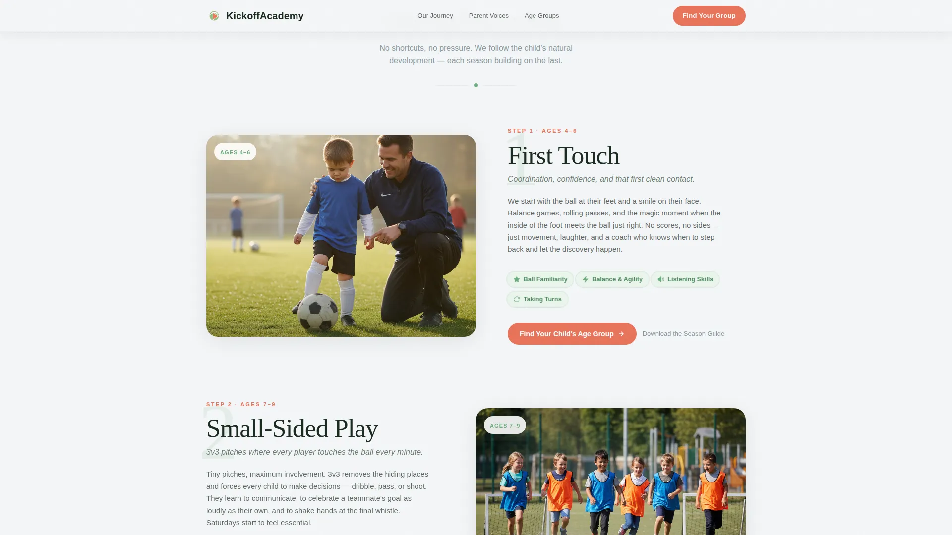 Kids Soccer Academy Landing Page Template