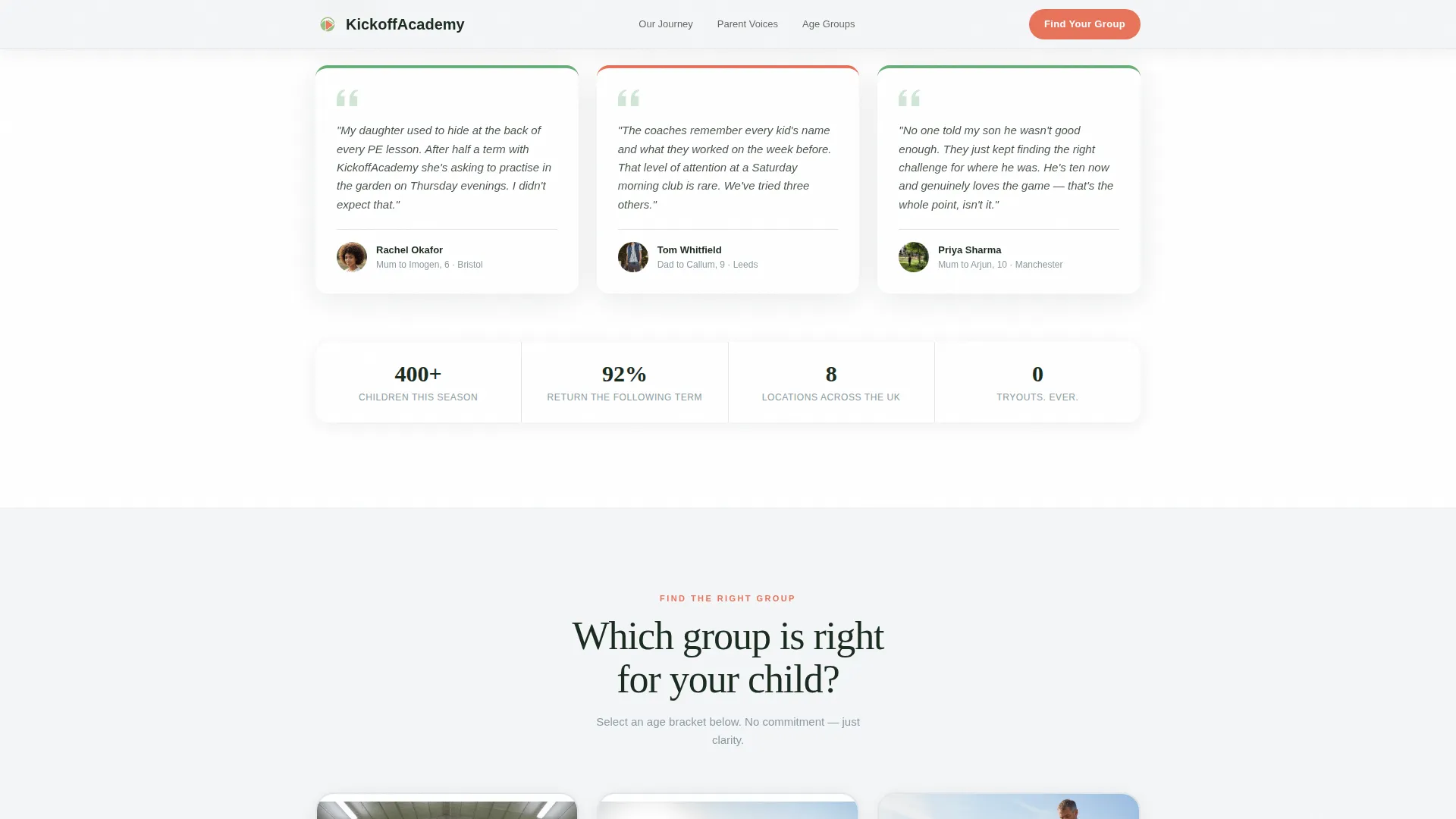 Kids Soccer Academy Landing Page Template