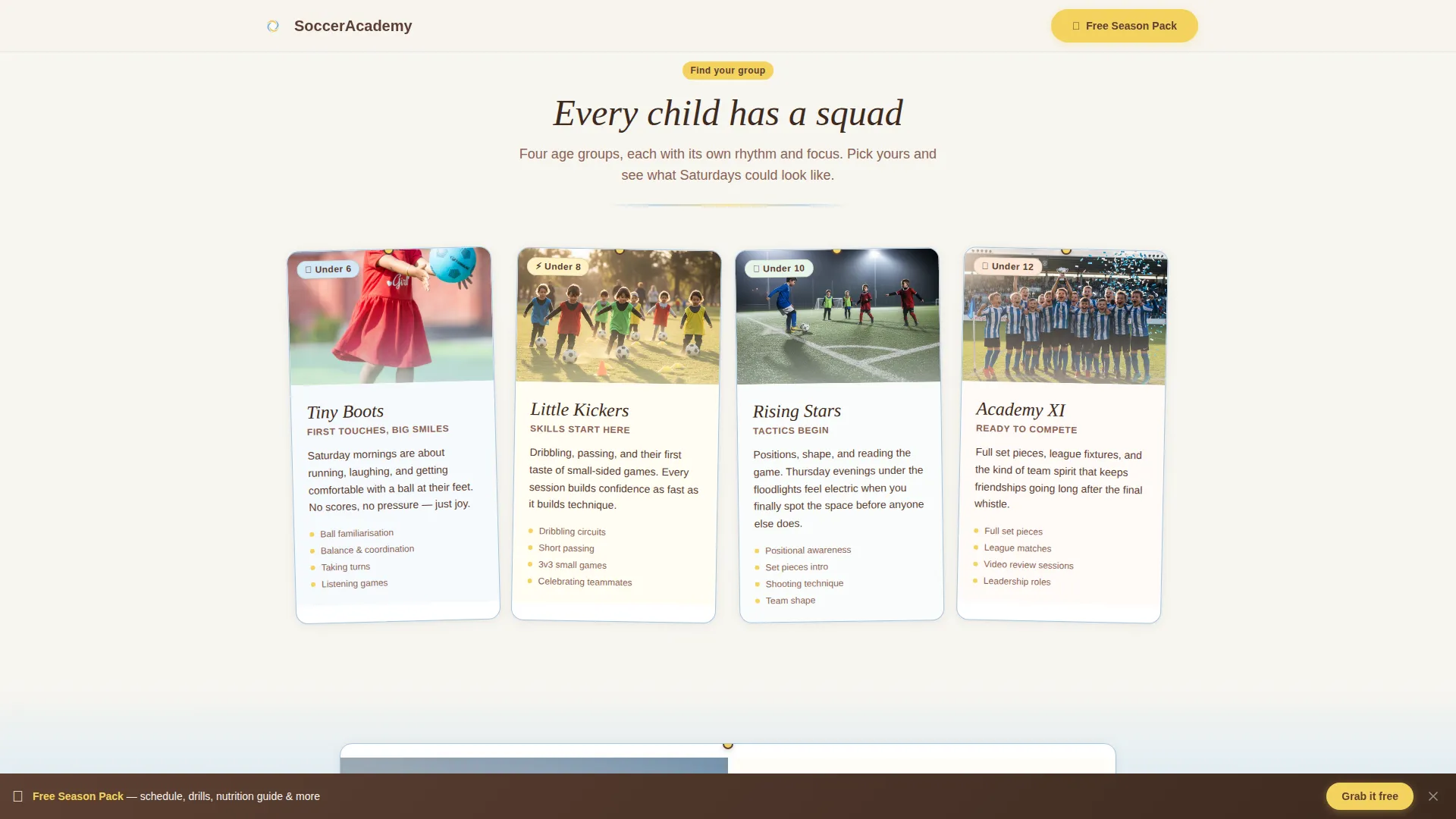 Kids Soccer Professional Website Template