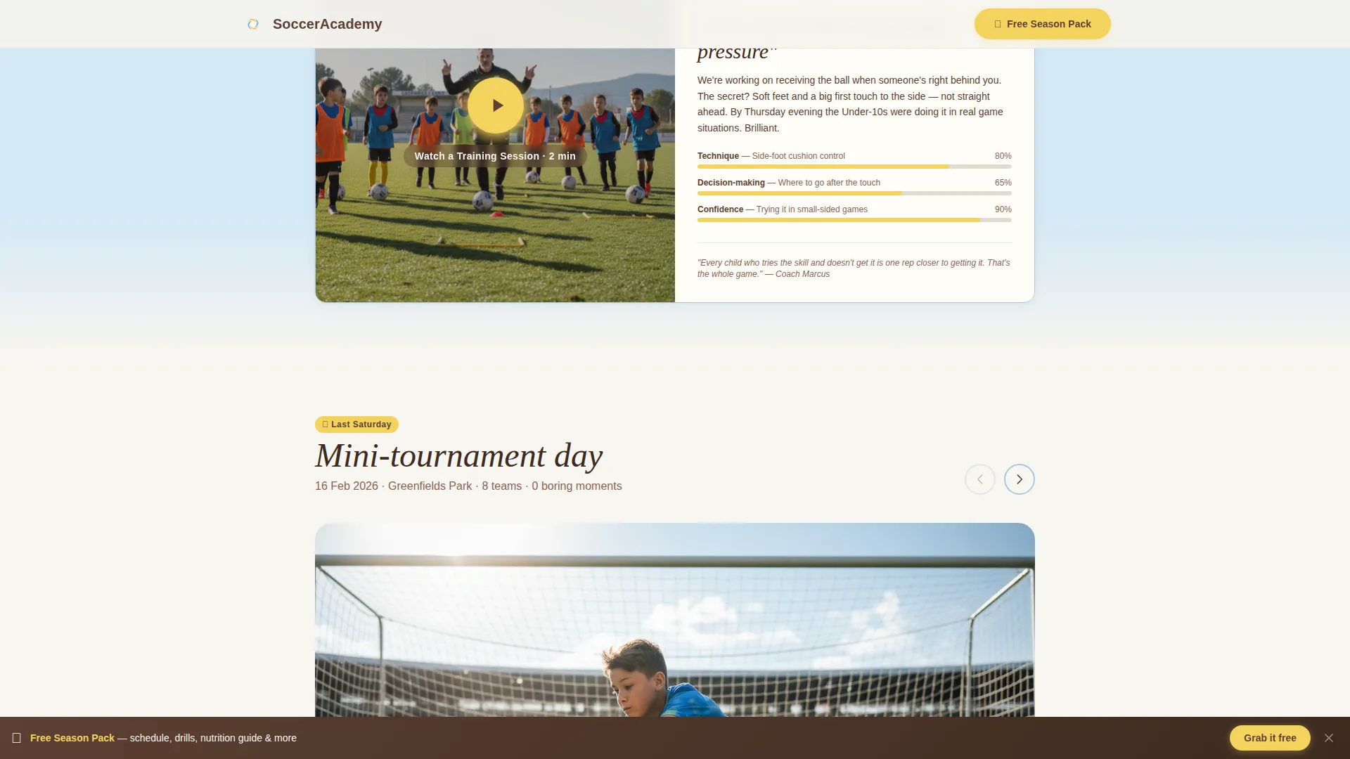 Kids Soccer Professional Website Template