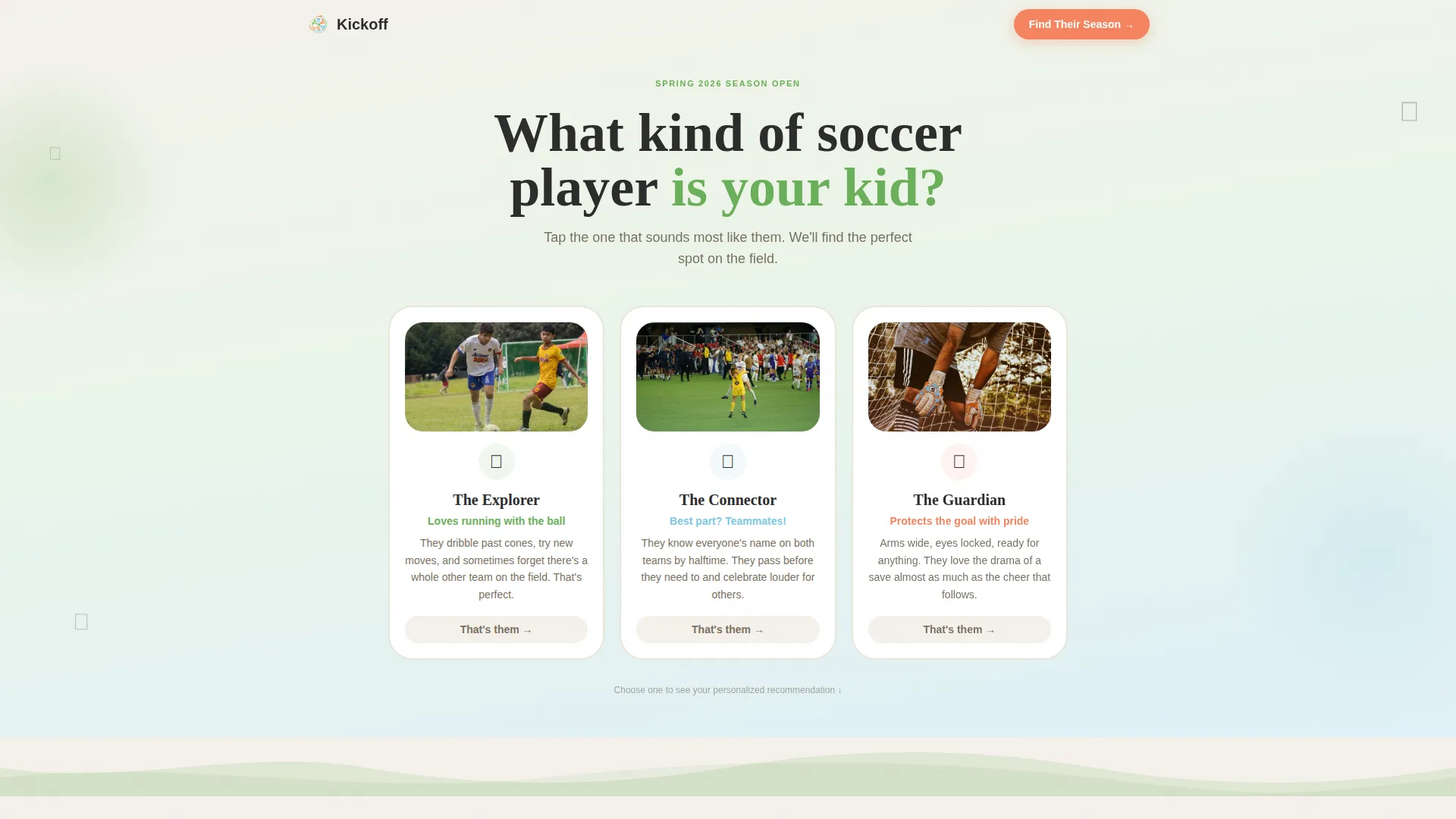 Kids Soccer League Landing Page Template