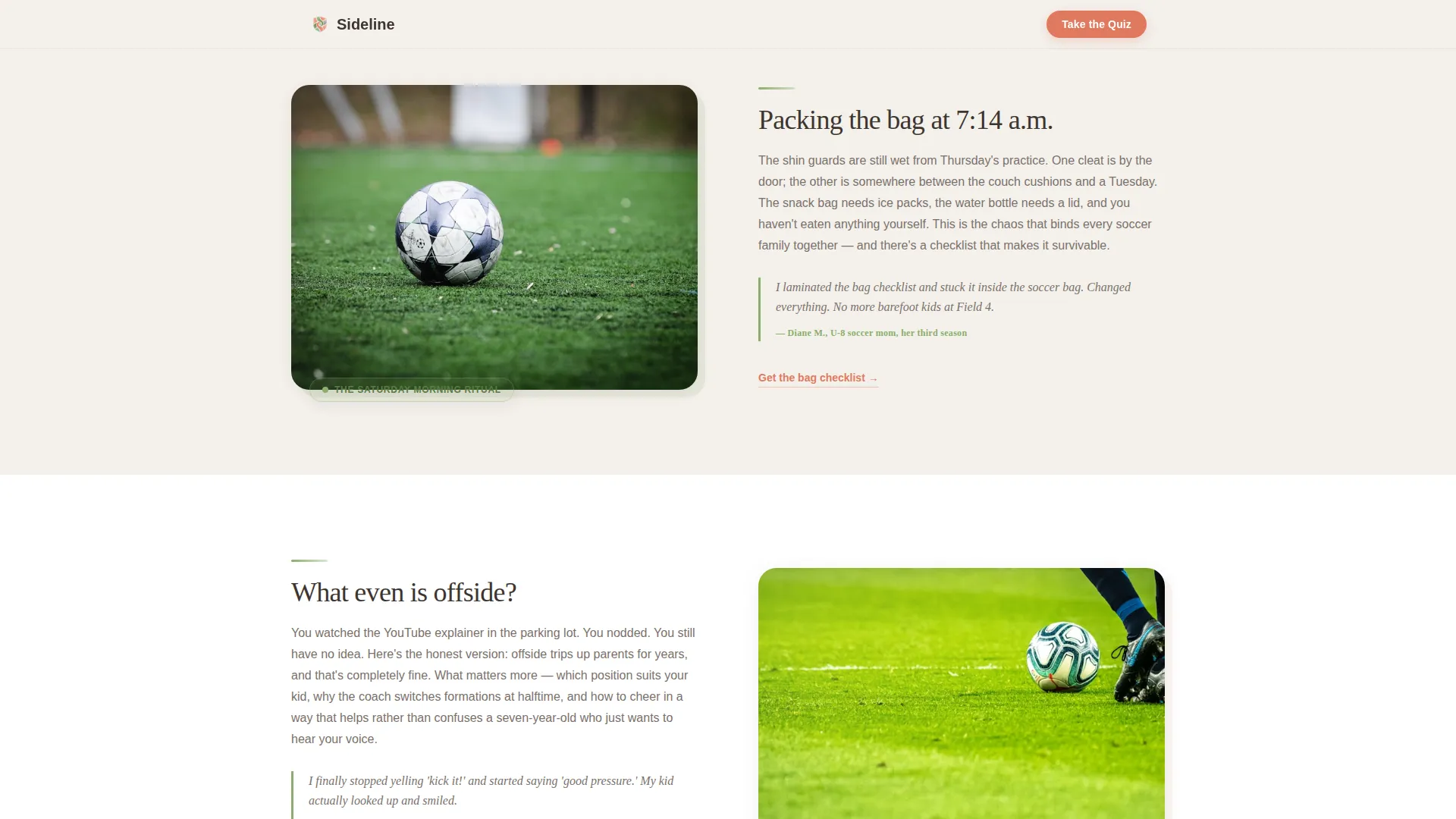 Kids Soccer Parent Resource Guide Landing Page
