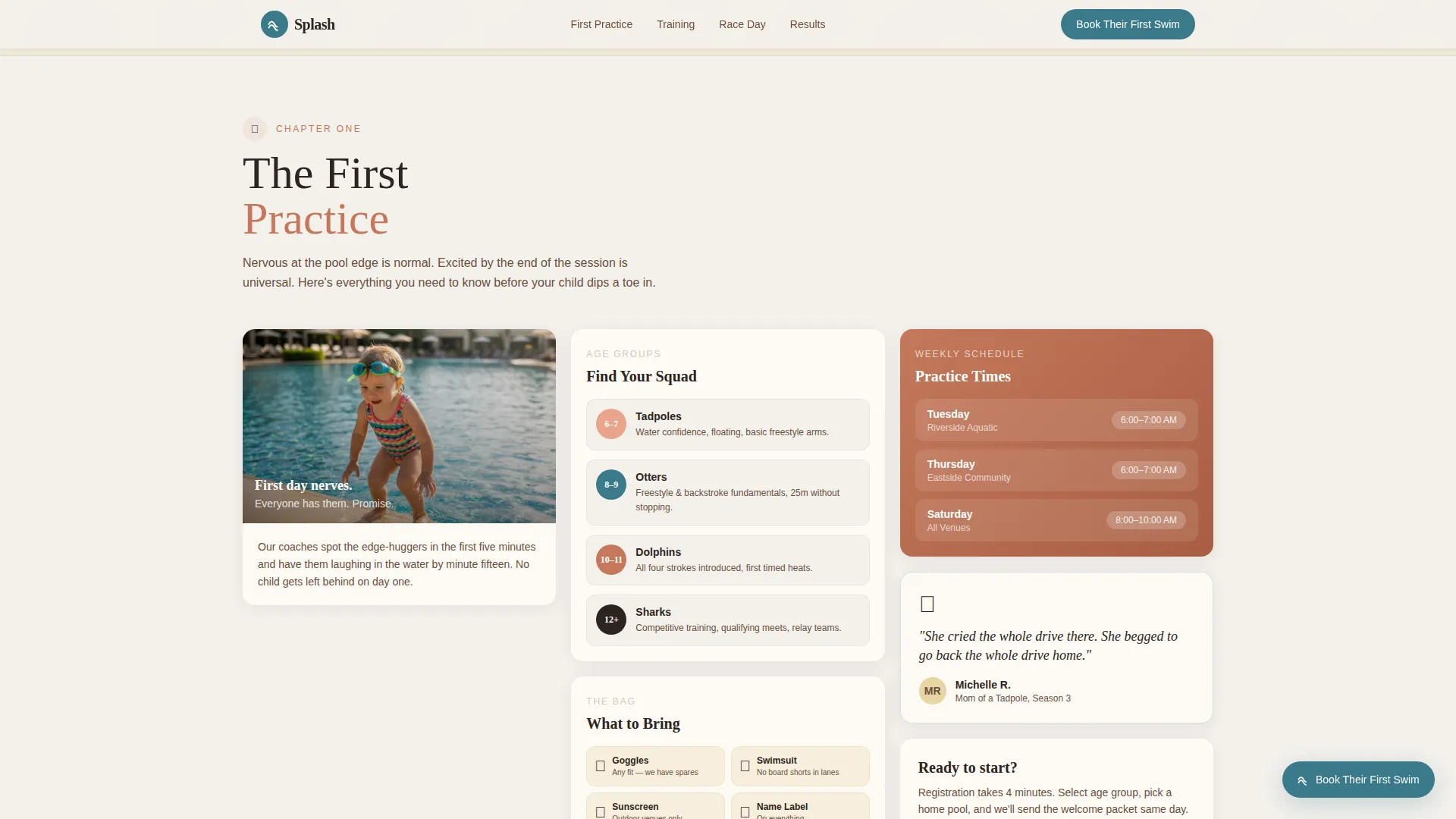 Kids Swimming League Landing Page Template
