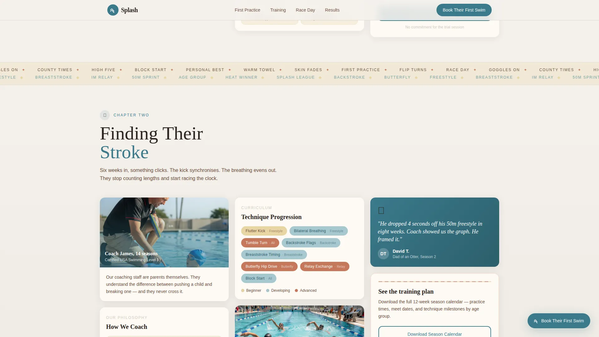 Kids Swimming League Landing Page Template
