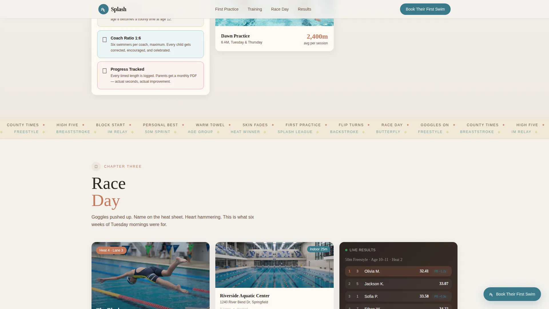 Kids Swimming League Landing Page Template