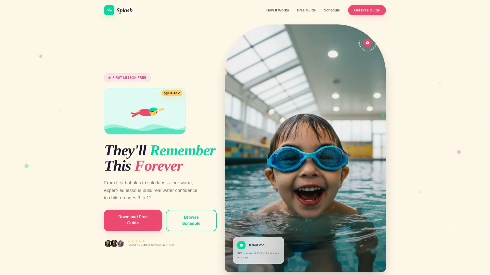 Kids Swimming Lessons Landing Page Template