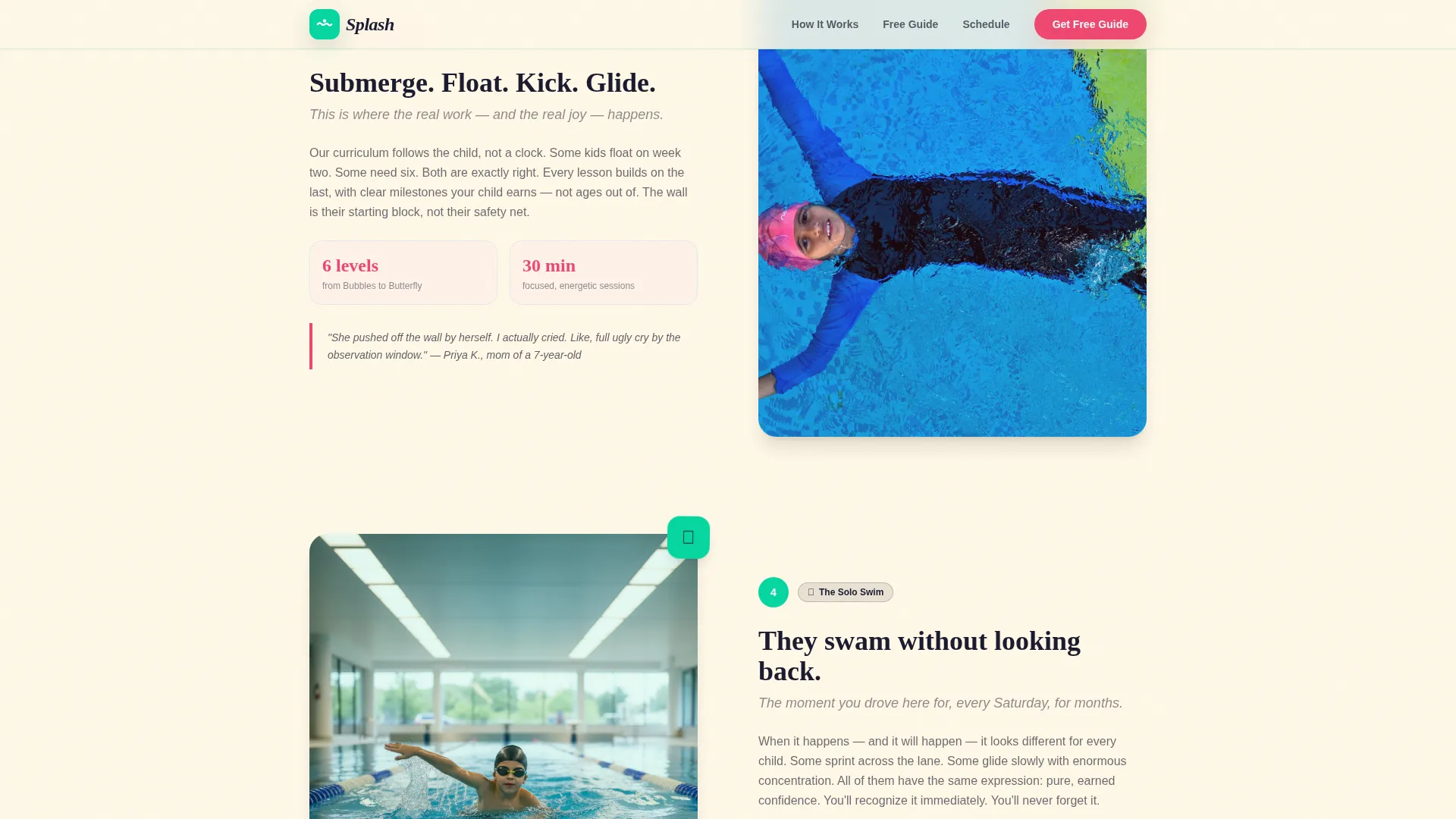 Kids Swimming Lessons Landing Page Template