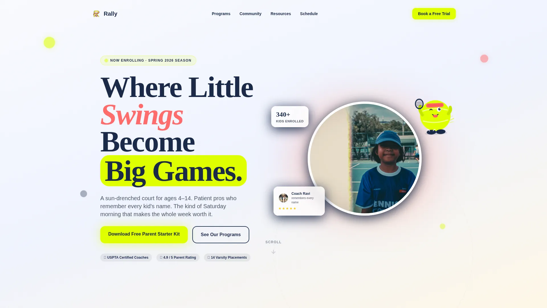 Kids Tennis Booking Website Template