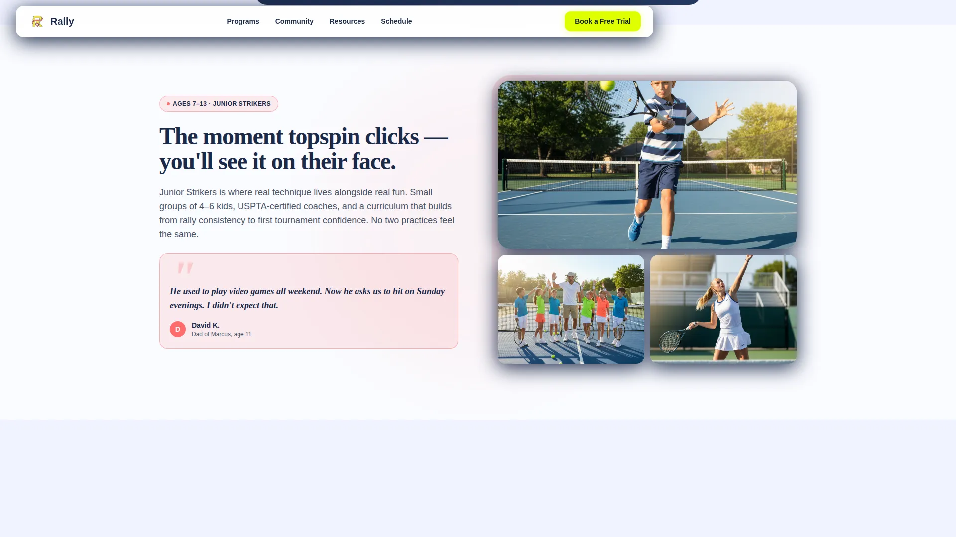 Kids Tennis Booking Website Template
