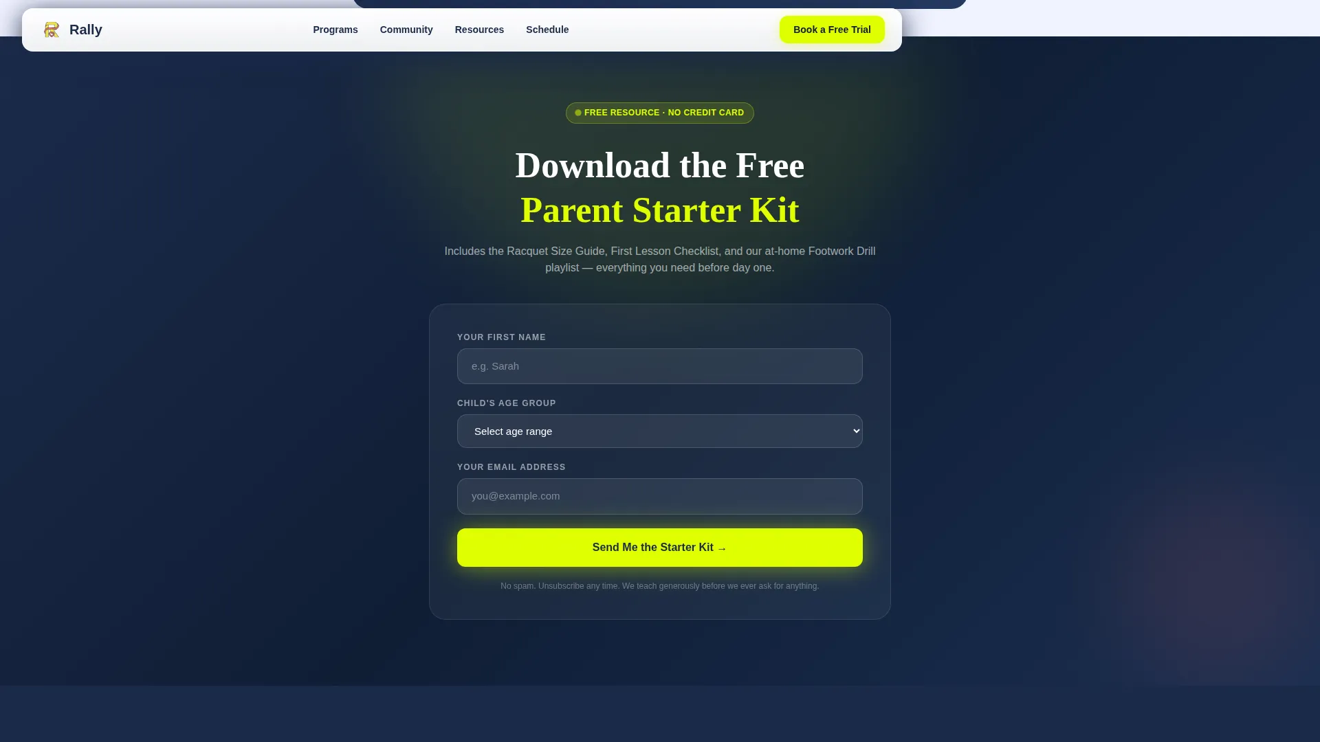 Kids Tennis Booking Website Template