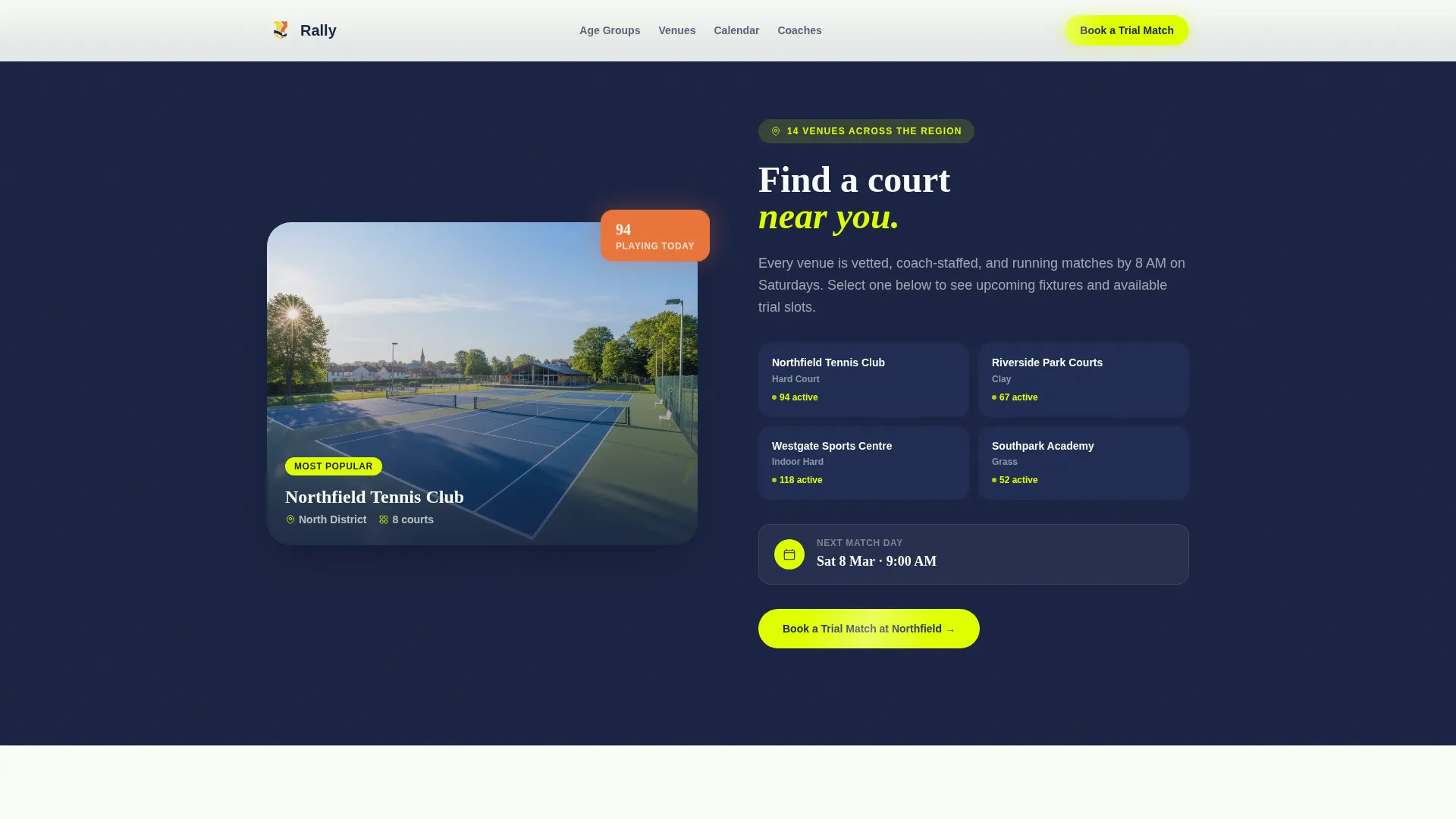 Junior Tennis League Landing Page Template