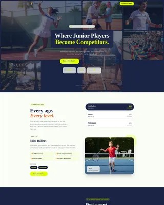 Junior Tennis League Landing Page Template