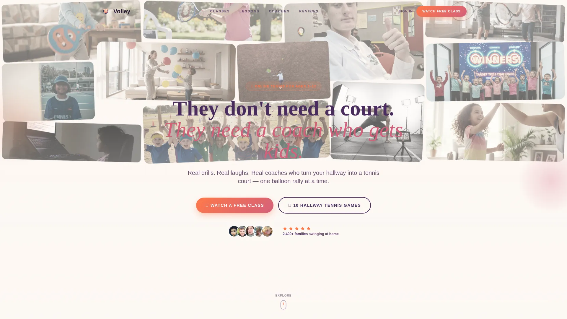 Kids Tennis Online Class Landing Page Template
