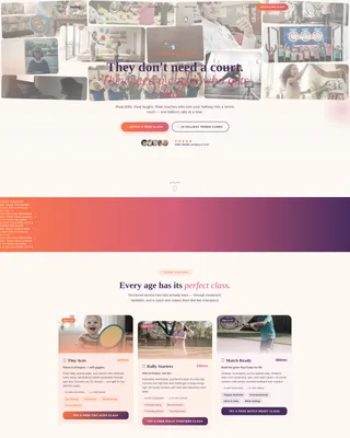 Kids Tennis Online Class Landing Page Template