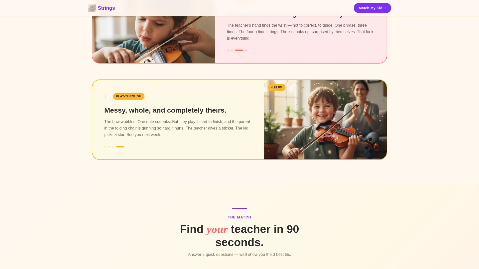 Kids Violin Specialist Booking Website Template