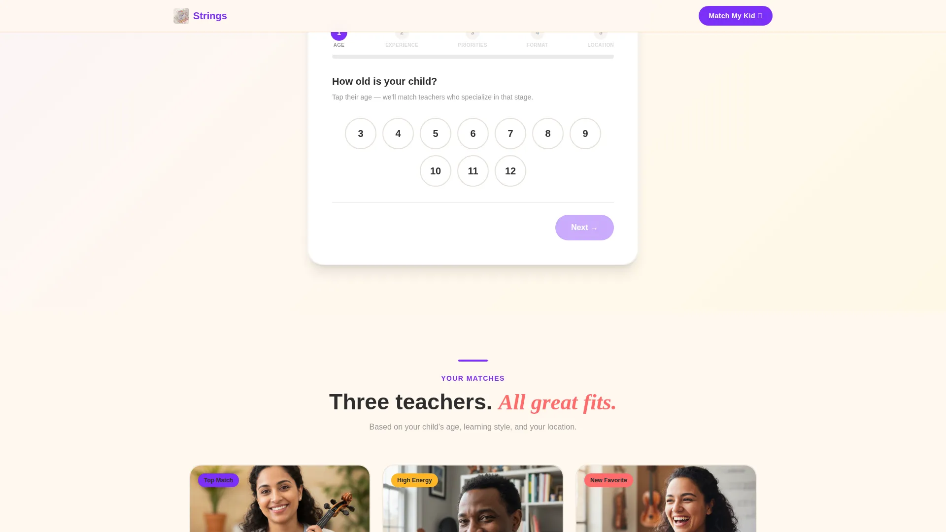 Kids Violin Specialist Booking Website Template
