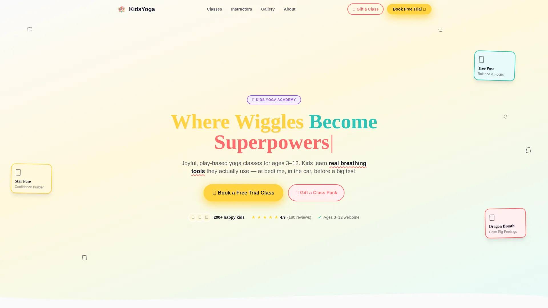 Kids Yoga Landing Page Template for Studios