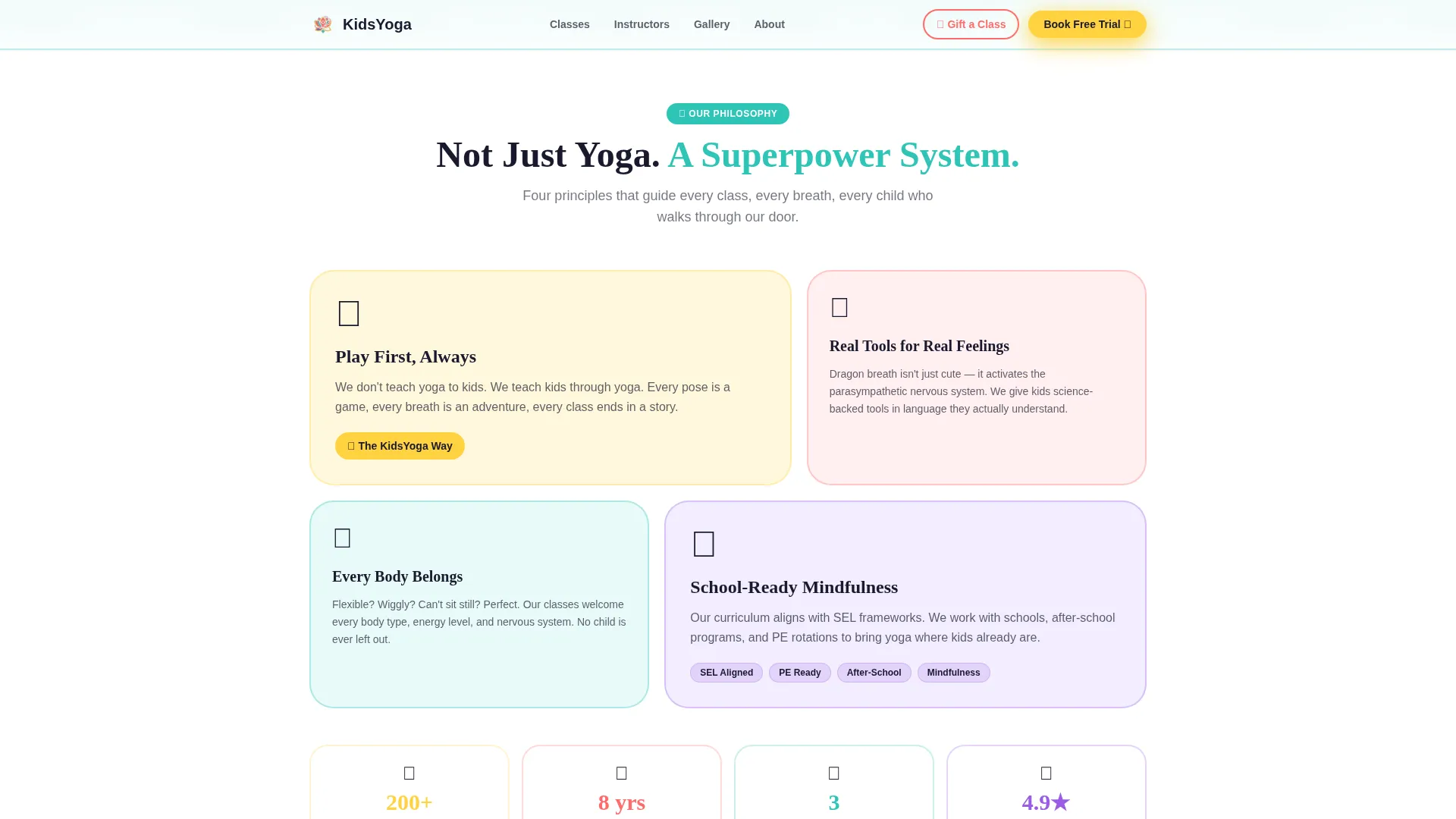 Kids Yoga Landing Page Template for Studios