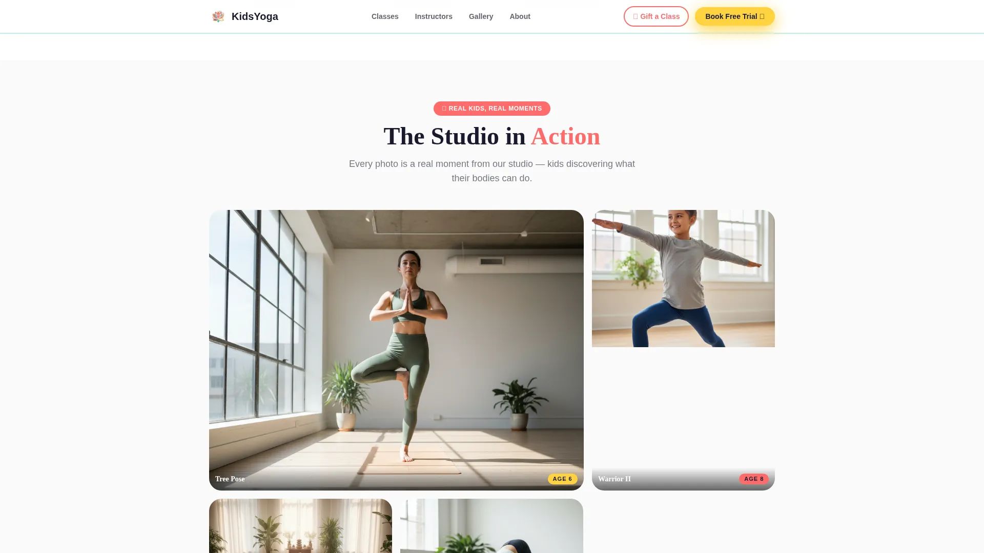 Kids Yoga Landing Page Template for Studios