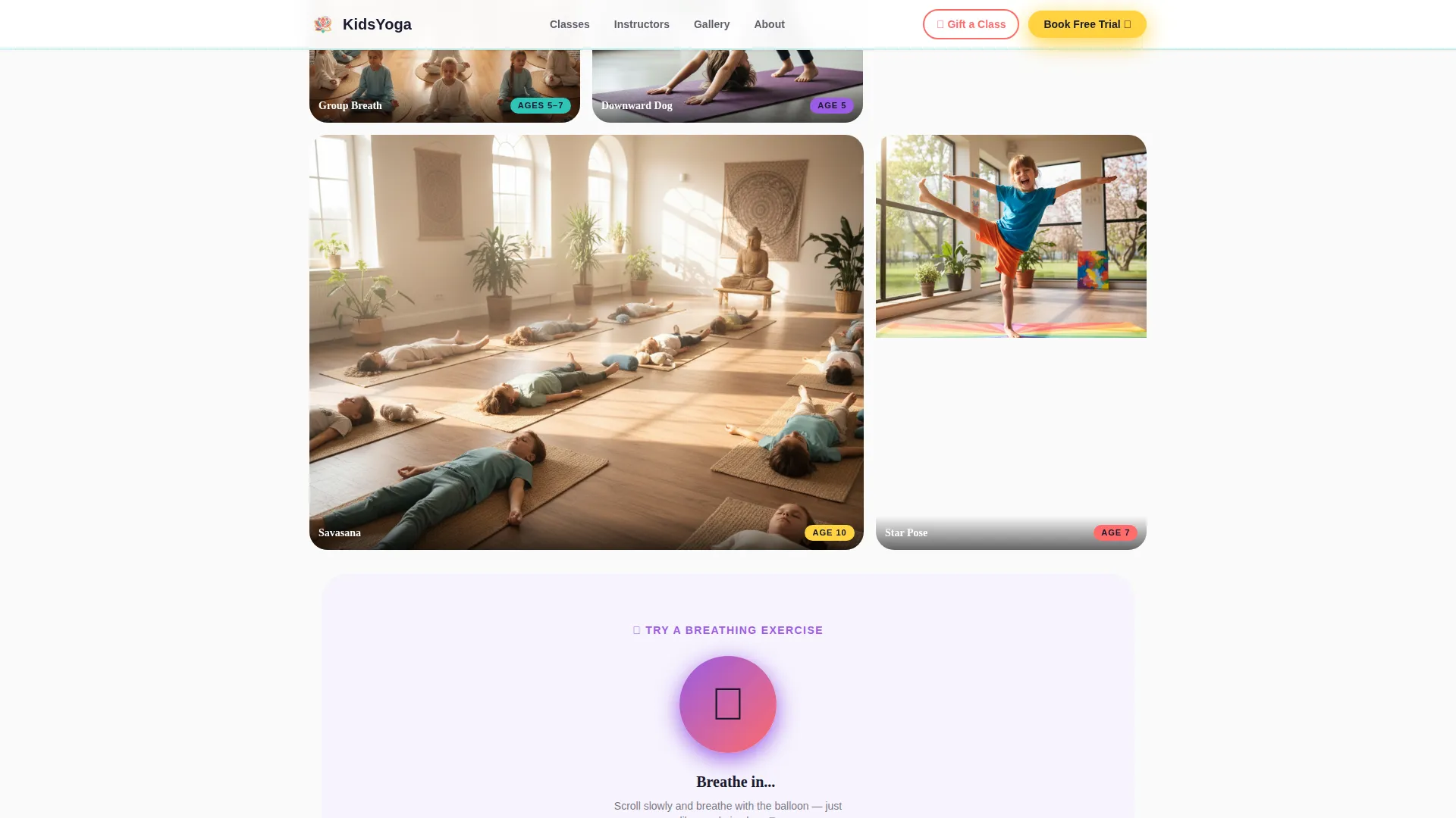 Kids Yoga Landing Page Template for Studios