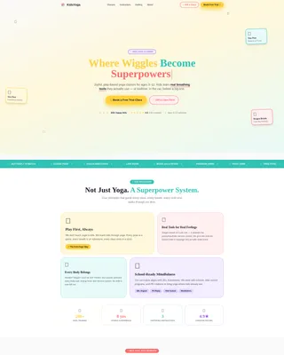 Kids Yoga Landing Page Template for Studios
