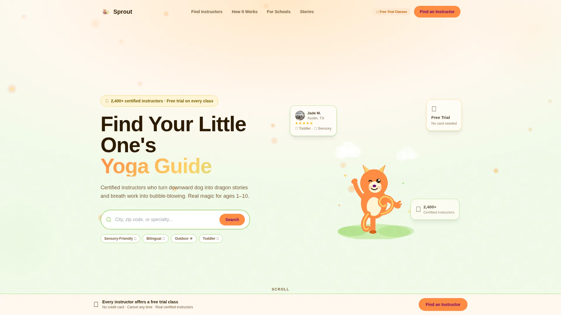 Yoga Instructor Directory Landing Page | Sprout Template