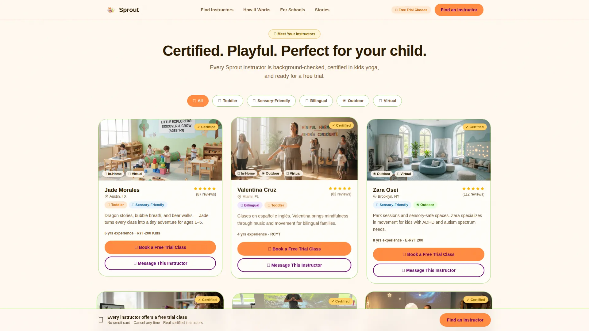 Yoga Instructor Directory Landing Page | Sprout Template