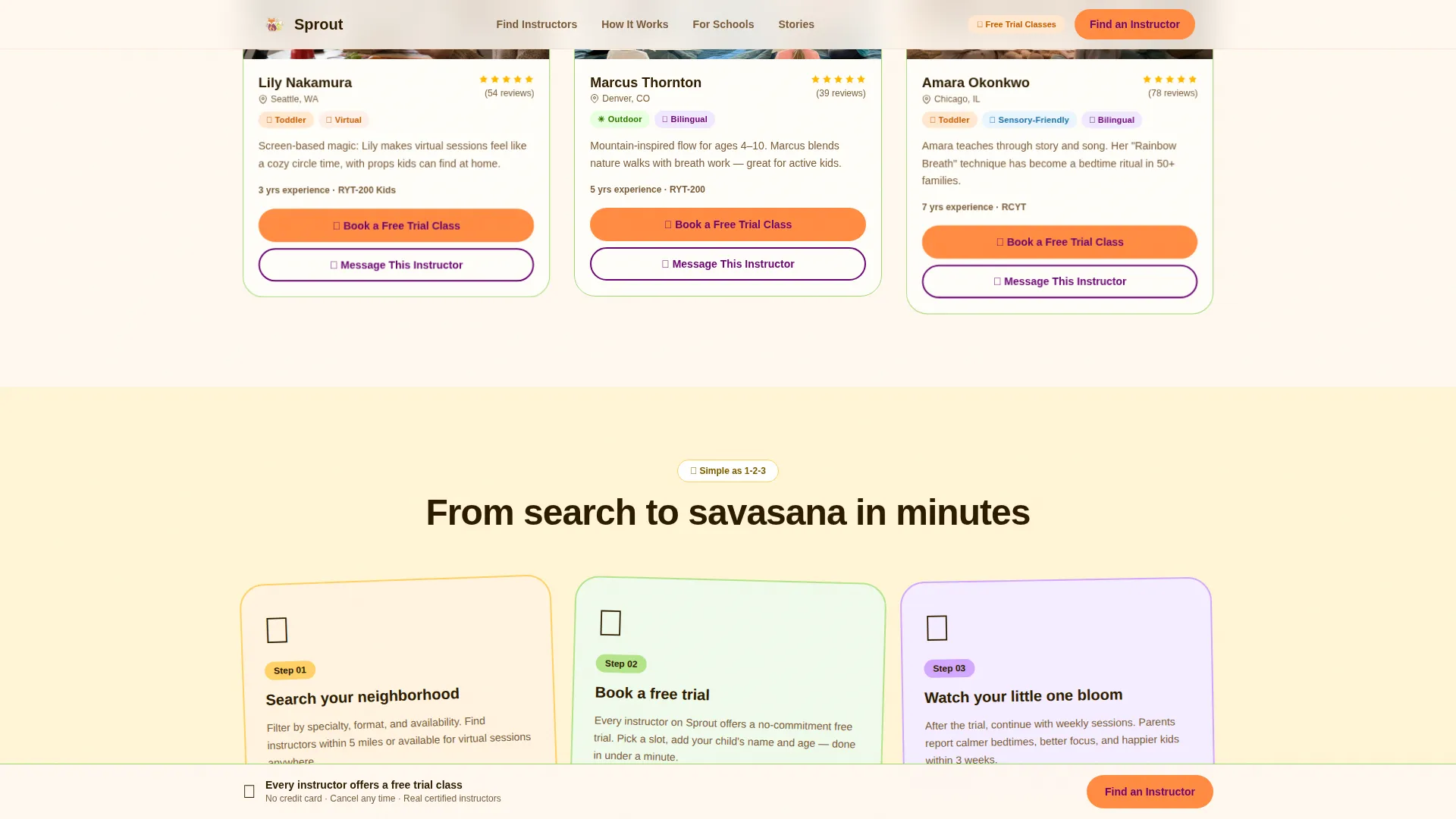 Yoga Instructor Directory Landing Page | Sprout Template
