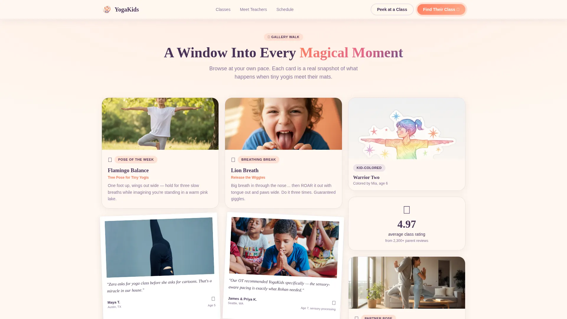 Kids Yoga Landing Page Template for Virtual Studios