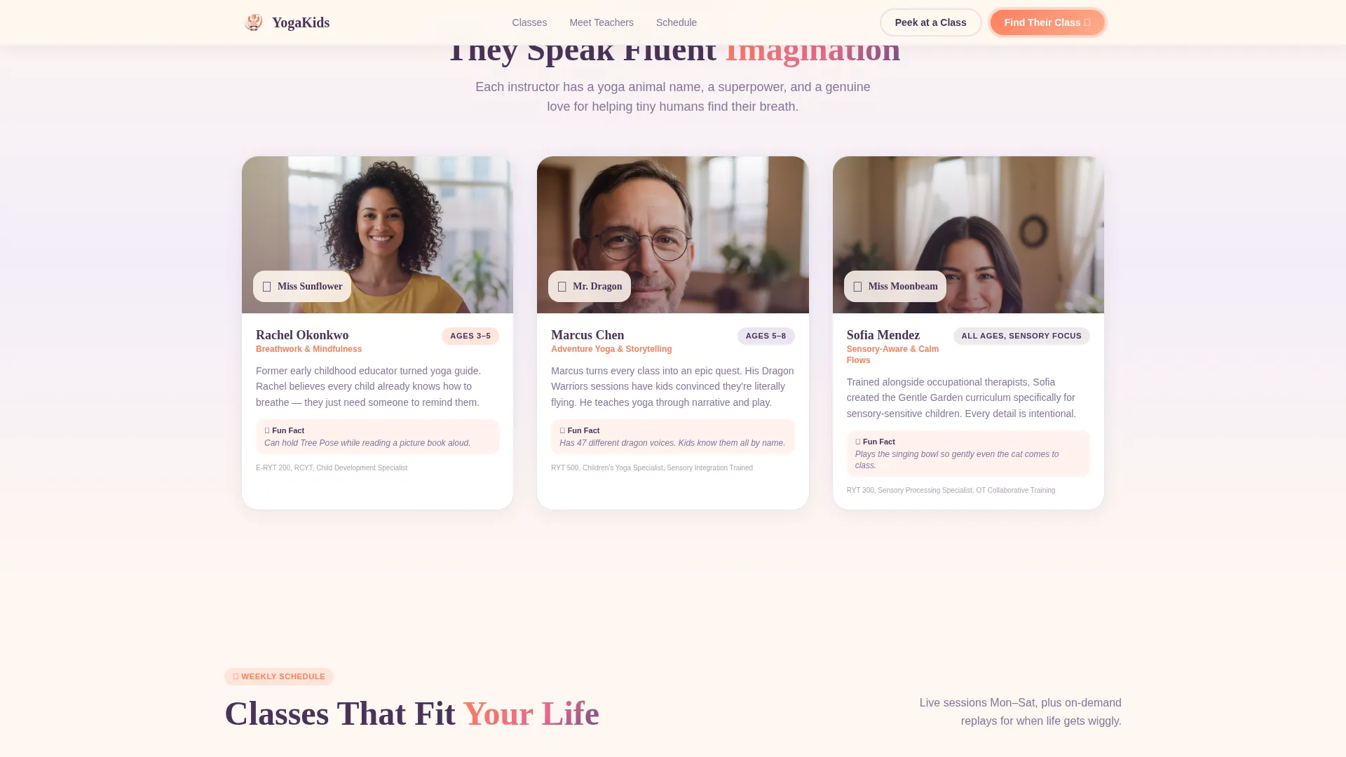 Kids Yoga Landing Page Template for Virtual Studios