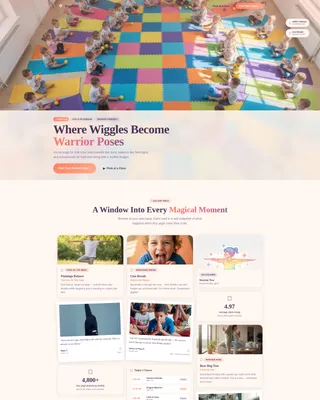 Kids Yoga Landing Page Template for Virtual Studios
